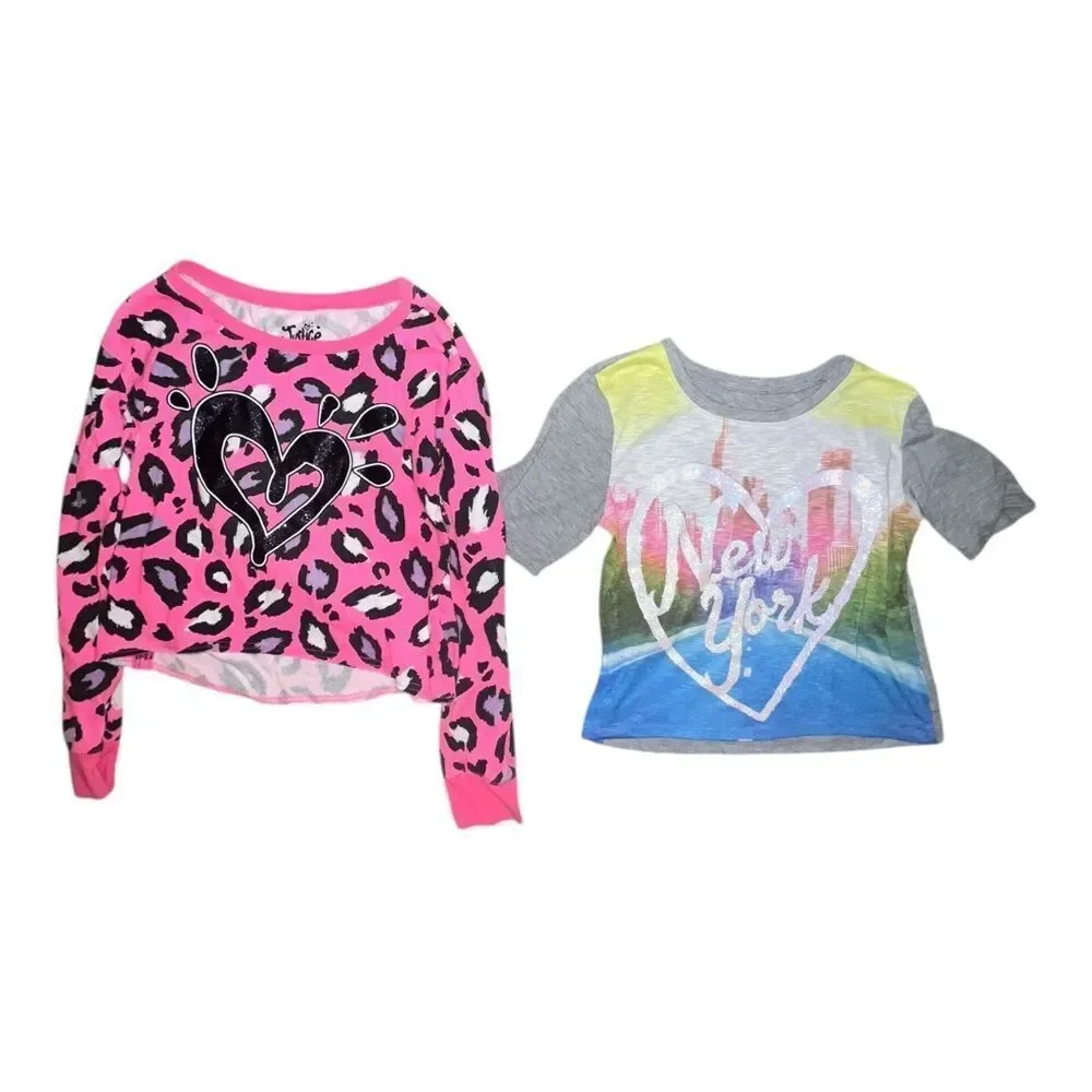 Justice Girls Lot of Five Shirts & Pants Sweatshirt Dress Pajama Top Sz 10 EUC